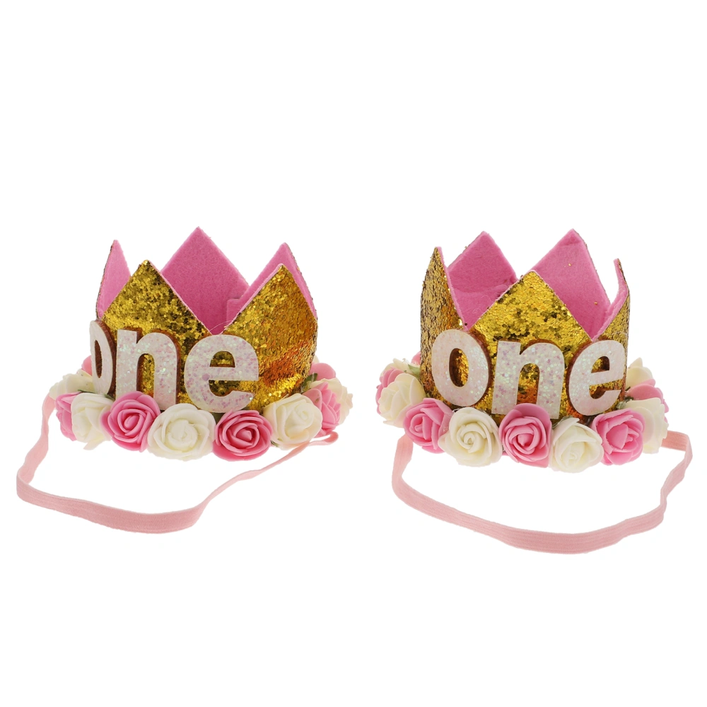 2Pcs Lovely Baby Crown Headdress Decorative Headbands Baby Birthday Headwear