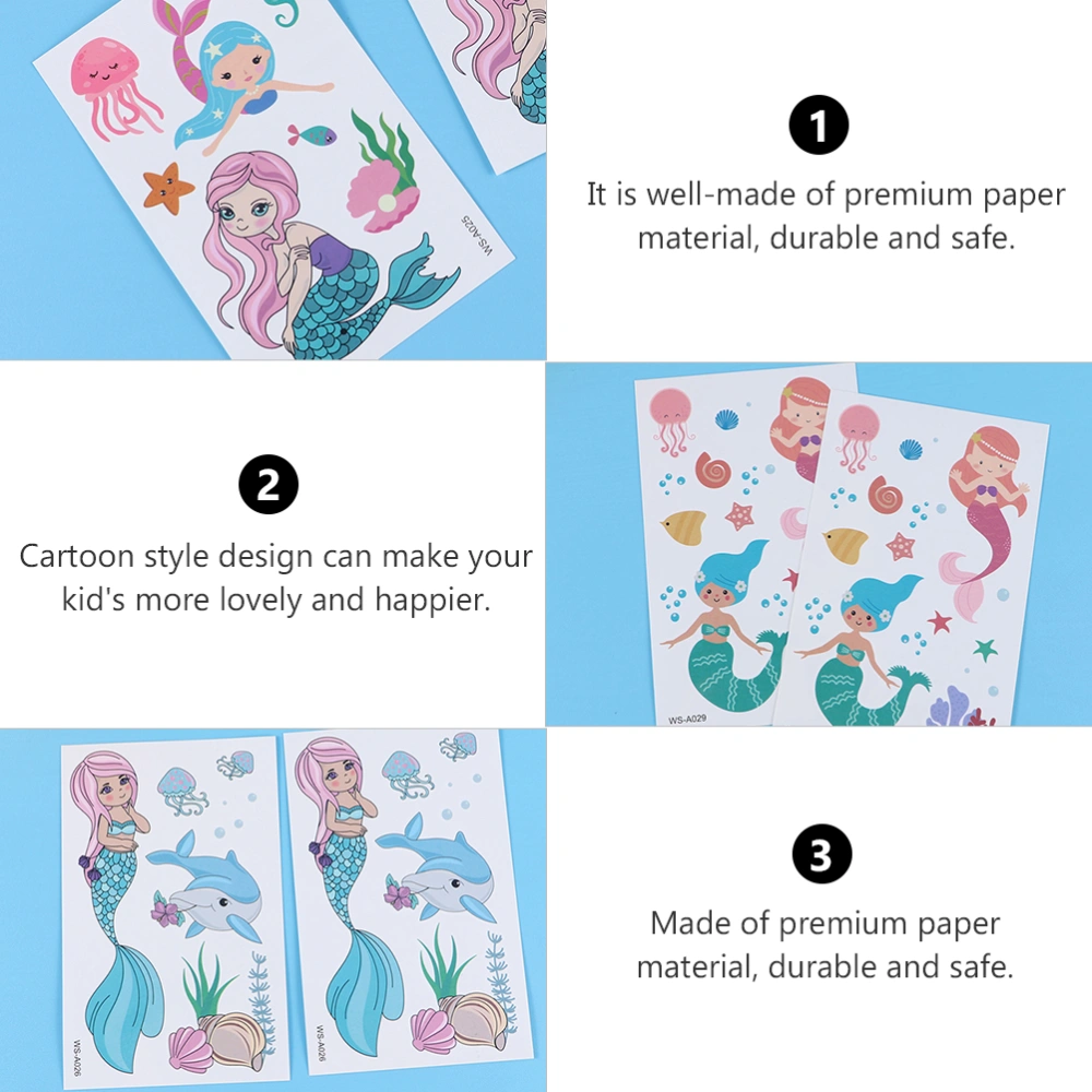 20pcs Cartoon Kids Sticker Lovely Mermaid Patterned Decal Assorted Style