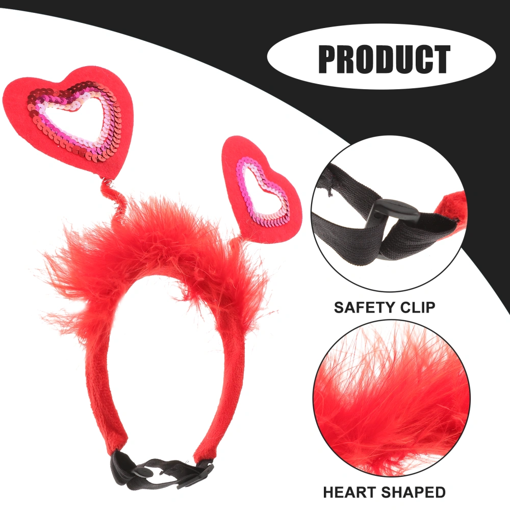 2Pcs Delicated Valentine's Day Pet Heart Shaped Hair Band Adorable Pet Hairpin Party Hair for Dog(Red)