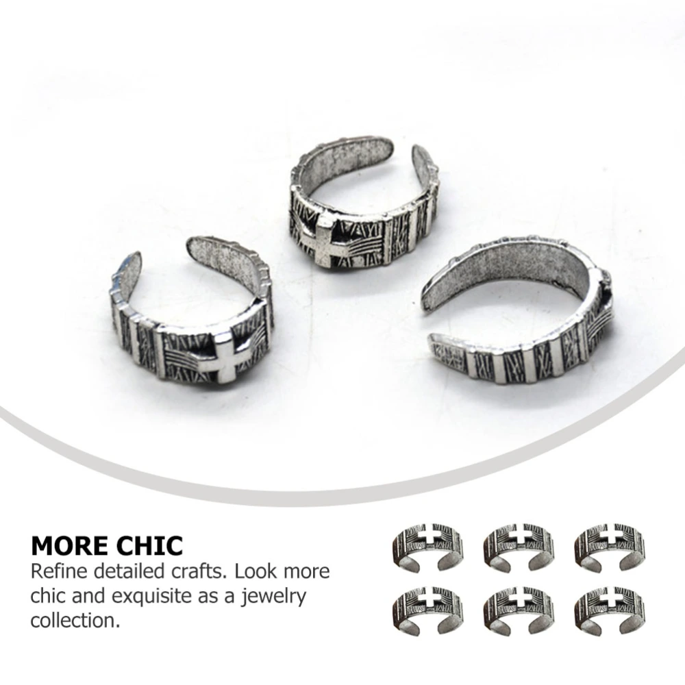 10pcs Simple Retro Ring Decorative Ring Adjustable Finger Ring (Silver)