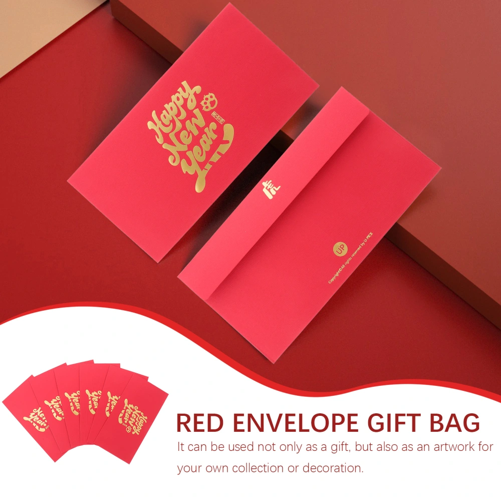 6Pcs New Year 2022 Money Bag Wedding Red Envelopes Gift Money Pouch Red