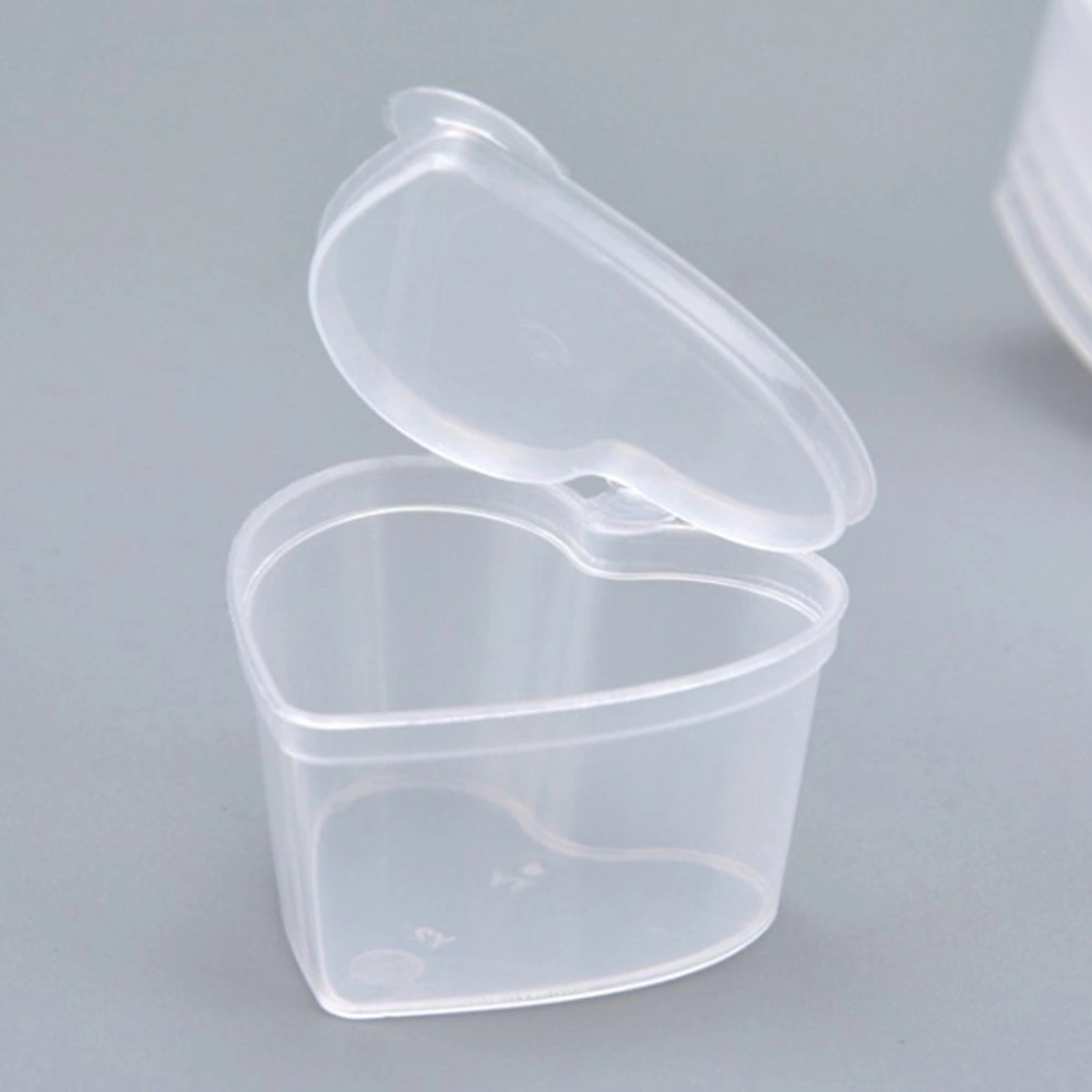 10 Pcs 45ml Heart-shaped PP Storage Boxes with Transparent Covers for Foods Coffee Sugar Cream Separating (White)