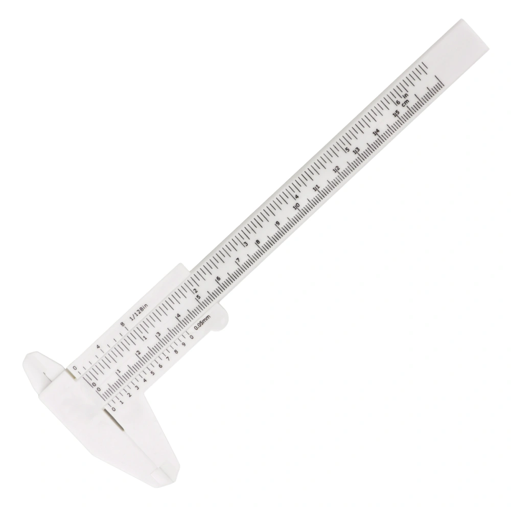 2pcs 150mm 0.5mm Mini Vernier Caliper Metric Plastic Portable Sliding Pocket Caliper Ruler Measuring Tool (White + Black)