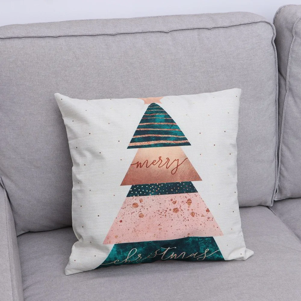 Christmas Throw Pillow Cover Decorative Linen Cushion Case Pillow Protector for Home Sofa Bed Chair 45x45CM (42)