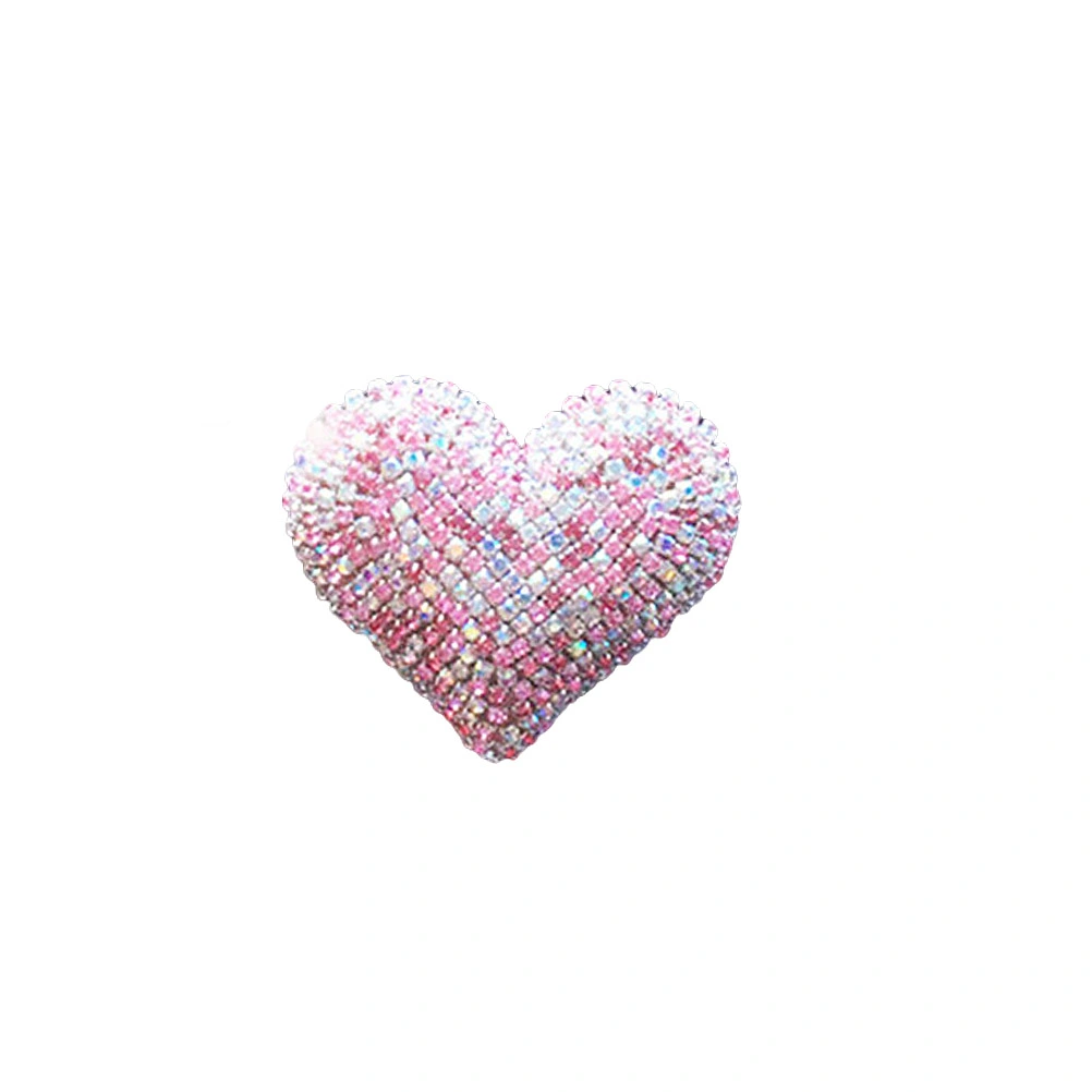 Rhinestone Style Car Perfume Base Heart Shape Aromatherapy Solid Perfume Diffuser Auto Vehicle Inner Dashboard Decoration Ladies Gift (Colorful Pink)