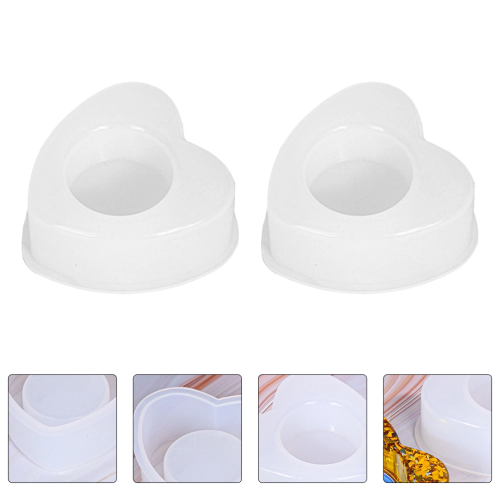 2Pcs Candlestick Molds Useful Heart-shape Candlestick Casting Molds Silicone Mold