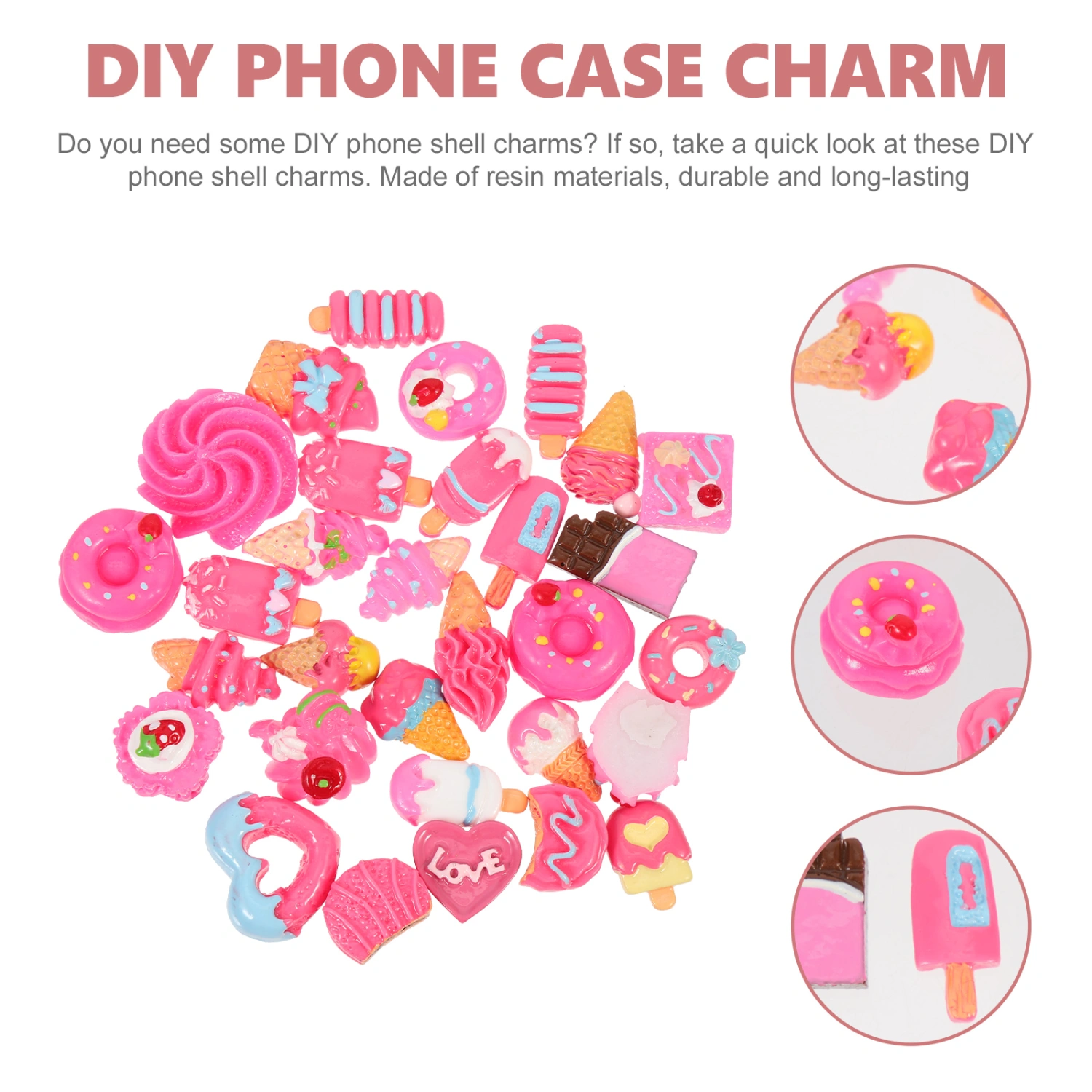 30pcs Miniature Food Model Decor Phone Cover Ornament DIY Phone Case Decor