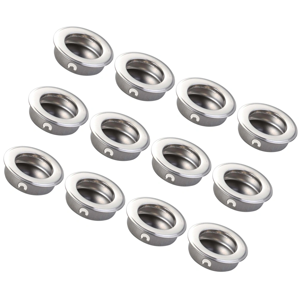 12Pcs 35mm Flat Stainless Steel Recessed Flush Pull Finger Insert Sliding Door Handle Cabinet Pulls Drawer