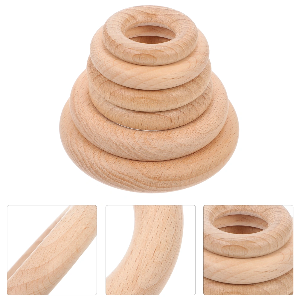 6Pcs Wooden Rings Wood Ring Round Circles for DIY Baby Infants Teething Toys