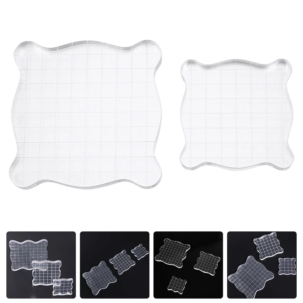 2Pcs Transparent Stamp Blocks Acrylic Stamping Blocks DIY Stamp Craft Tools