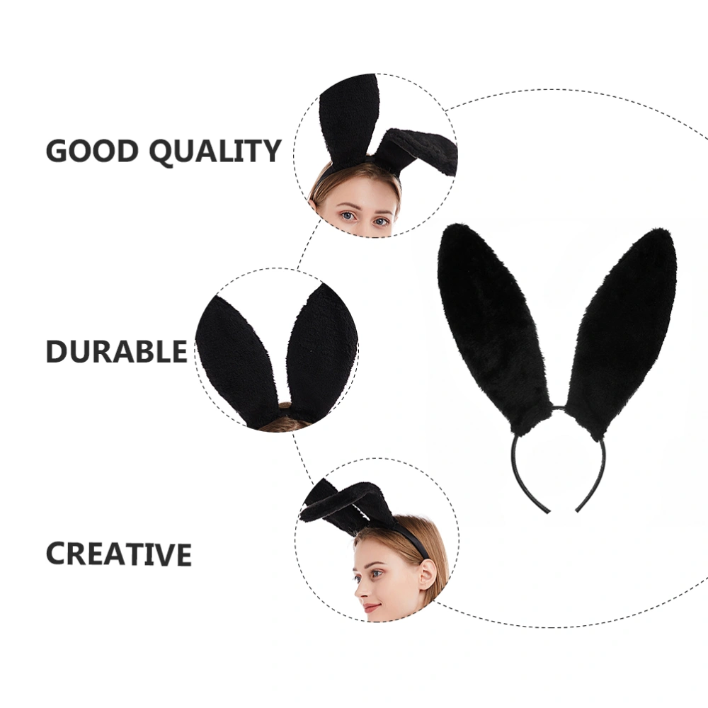 Flannelette Rabbit Ear Headband Foldable Bunny Ear Headdress Party Bunny Ear Hairband