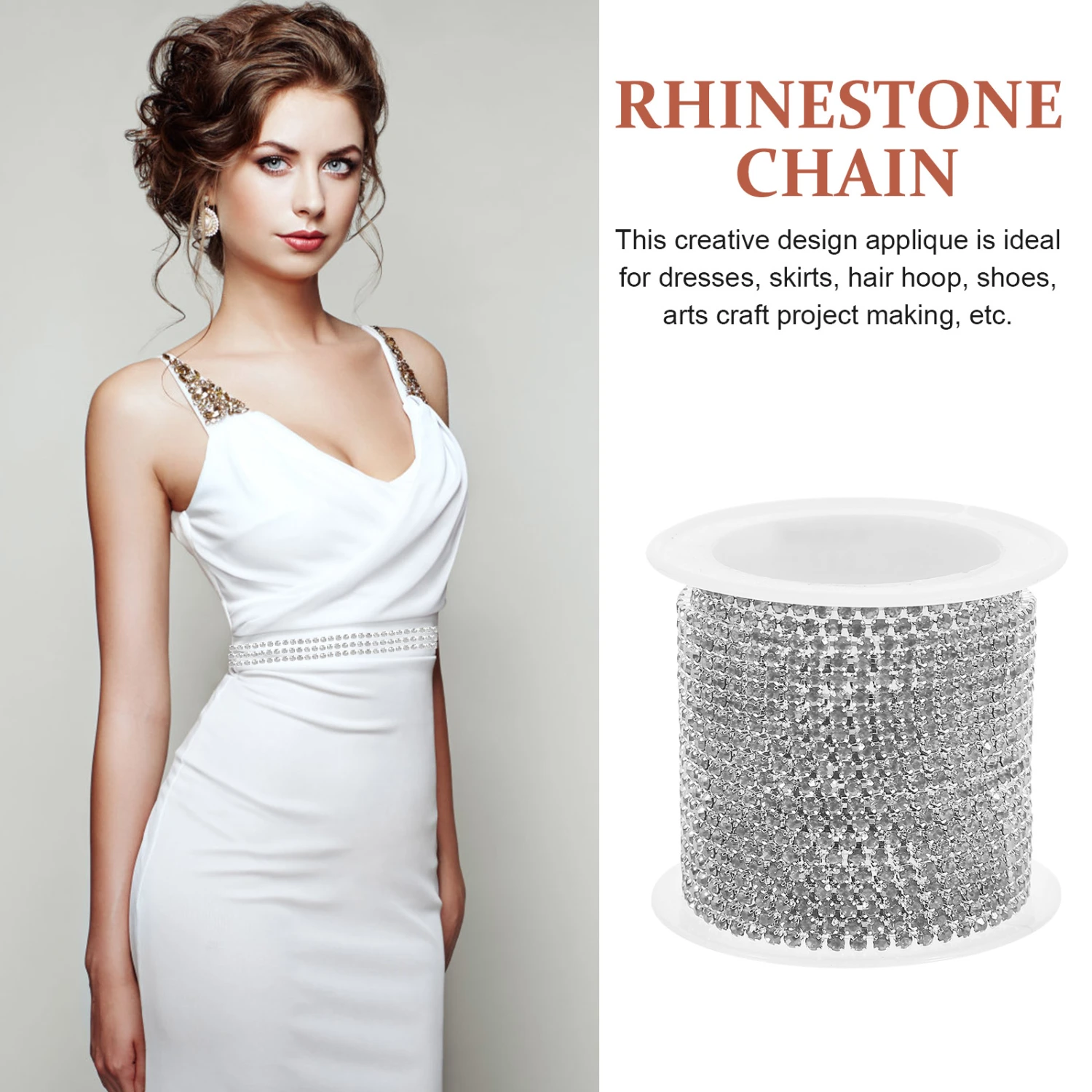 1 Roll Rhinestone Chain DIY Wedding Sash Belt Rhinestone Chain Dress Decorative Chain