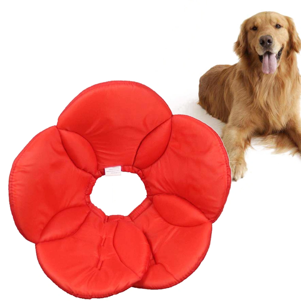 Protective Cover Polyester Sponge Flower Pet Collar Dog Anti-Bite and Break Free Collar Red（L）