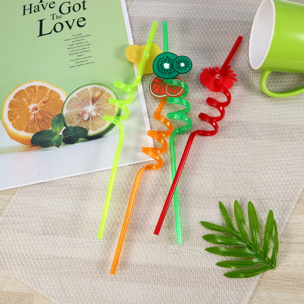 4Pcs Cartoon Animal Children's Straws Fruit Shaped Straw for Party Bar Restaurant