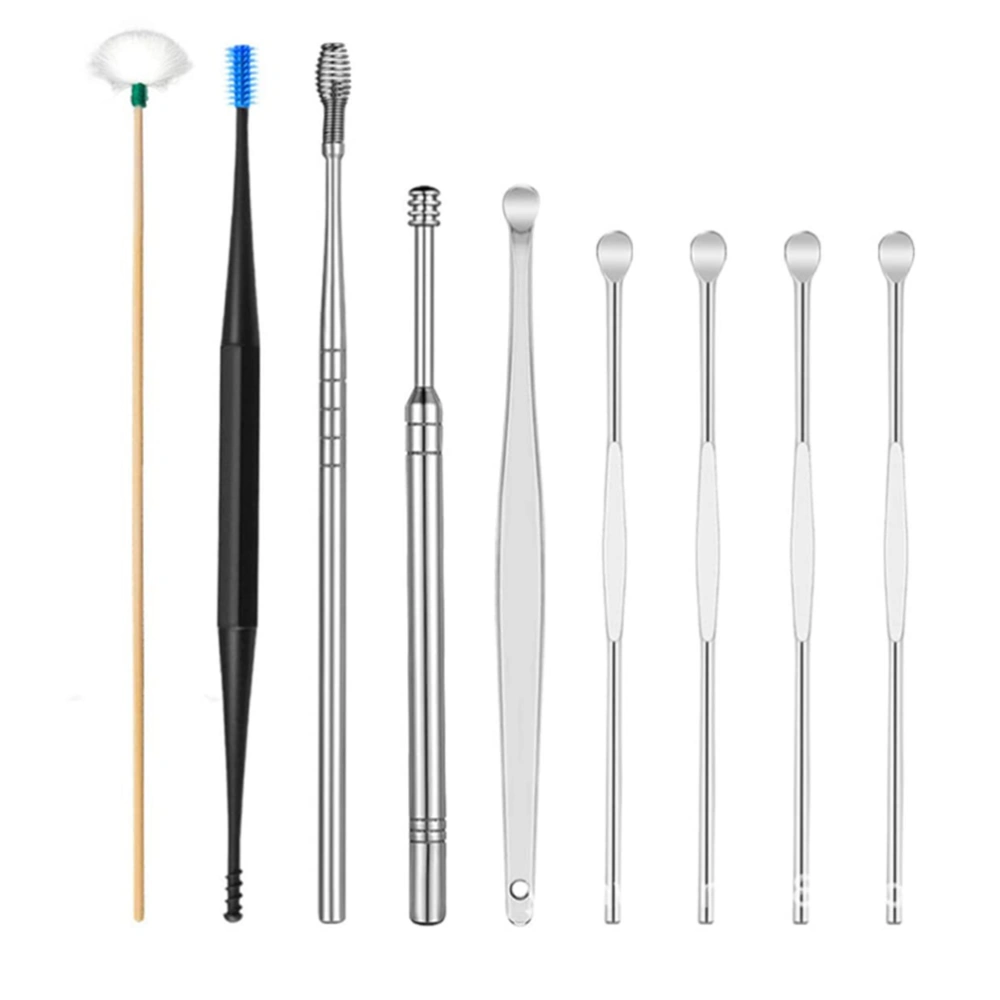 1 Set of Stainless Steel Ear Pick Tools Cleaning Tools with A Iron Box (Silver)