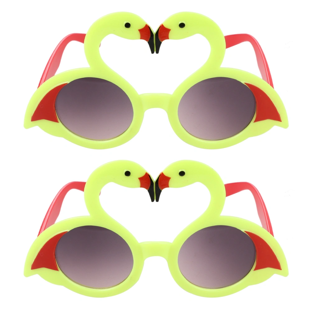 2pcs Flamingo Swan Sunglasses Funny Cosplay Glasses Cartoon Kids Party Prop Party Eye Glasses (Yellow)