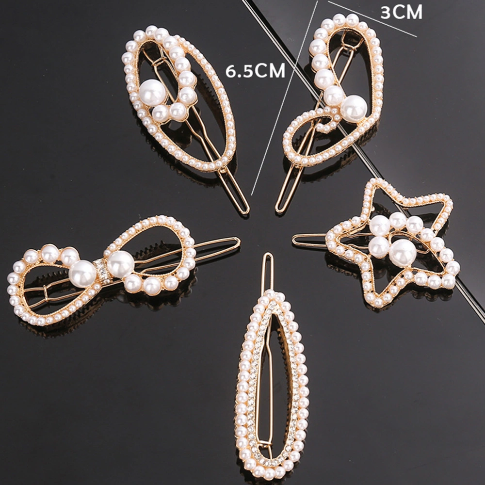 5Pcs Pear Hair Clips Elegant Hair Women Bang Barrette Bobby Alloy Headdress Random Color