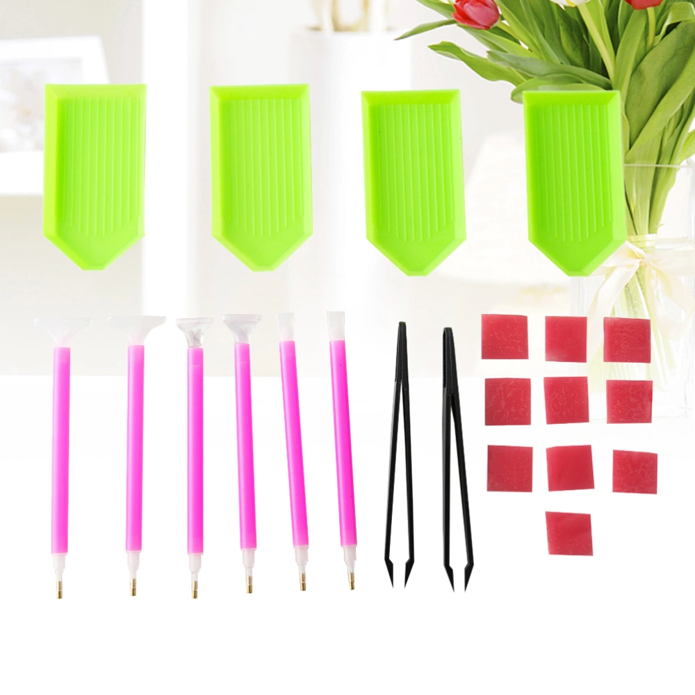 22pcs Beads Painting Embroidery Set Diamond Cross Stitch DIY Tools including Pens Trays Tweezers and Glues