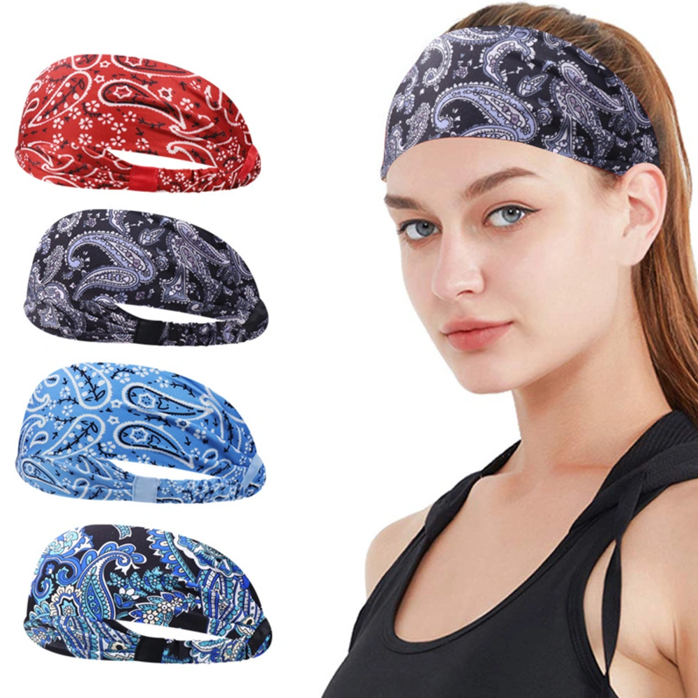 4pcs Headbands Elastic Sweatbands Sweat Absorbent Sports Gym Headwraps