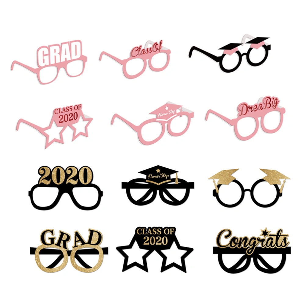 24pcs Graduation Glasses Chic Eyewear Party Supplies Favors Interesting Eyeglasses Photo Props Accessary for Boys Girls