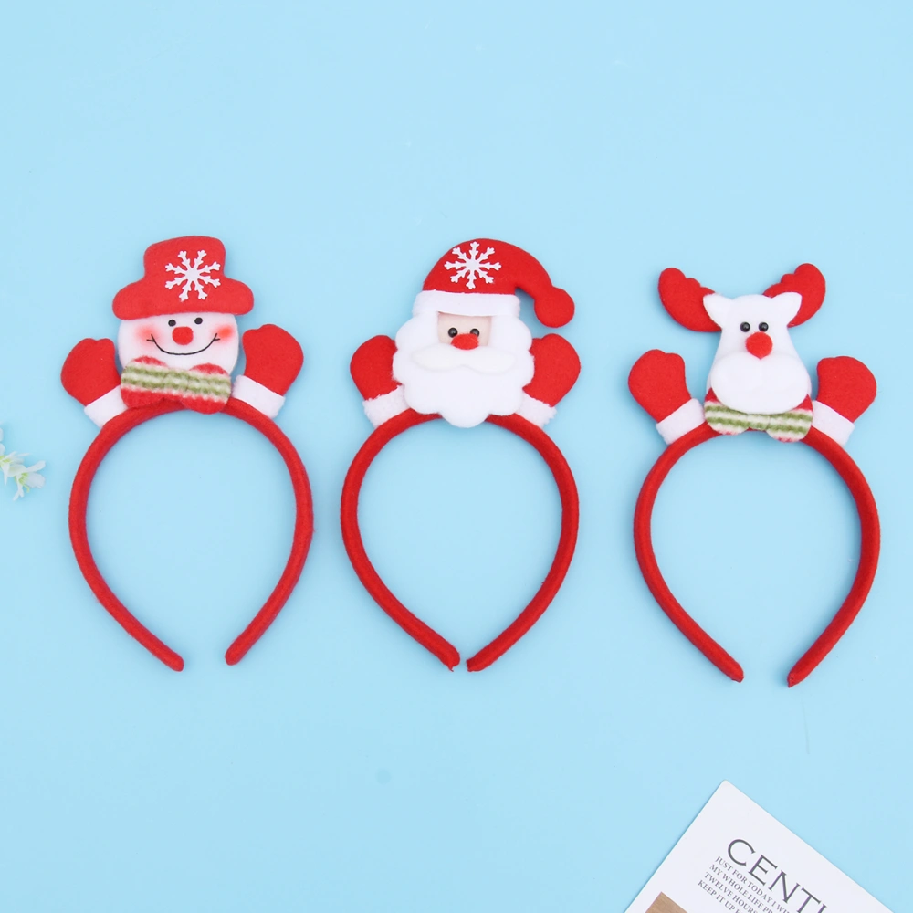 3pcs Christmas Party Headband Adorable Hair Accessory Hair for Decoration (Snowman Deer and Santa Claus)