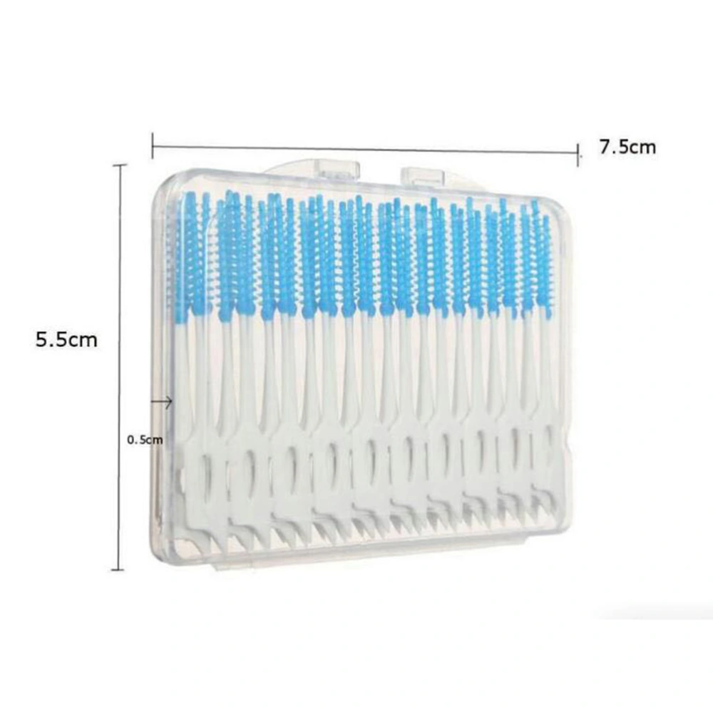 120Pcs Massage Interdental Brush Transparent Box-packed Interdental Brush Elastic Massage Interdental Brush Gum Interdental Brush Random Color