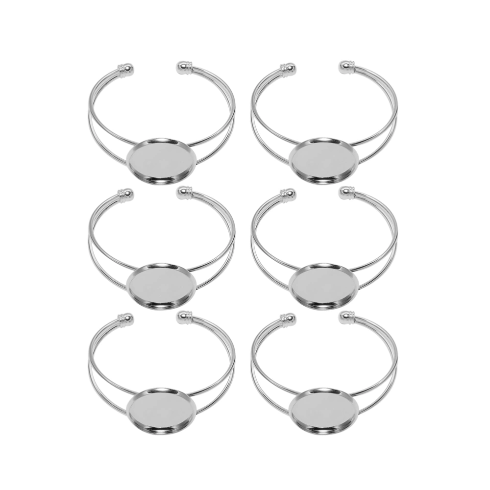 6pcs 20mm Round Plate Copper Y Shape DIY Bracelets Wrist Chains for Jewelry Making (Silver)