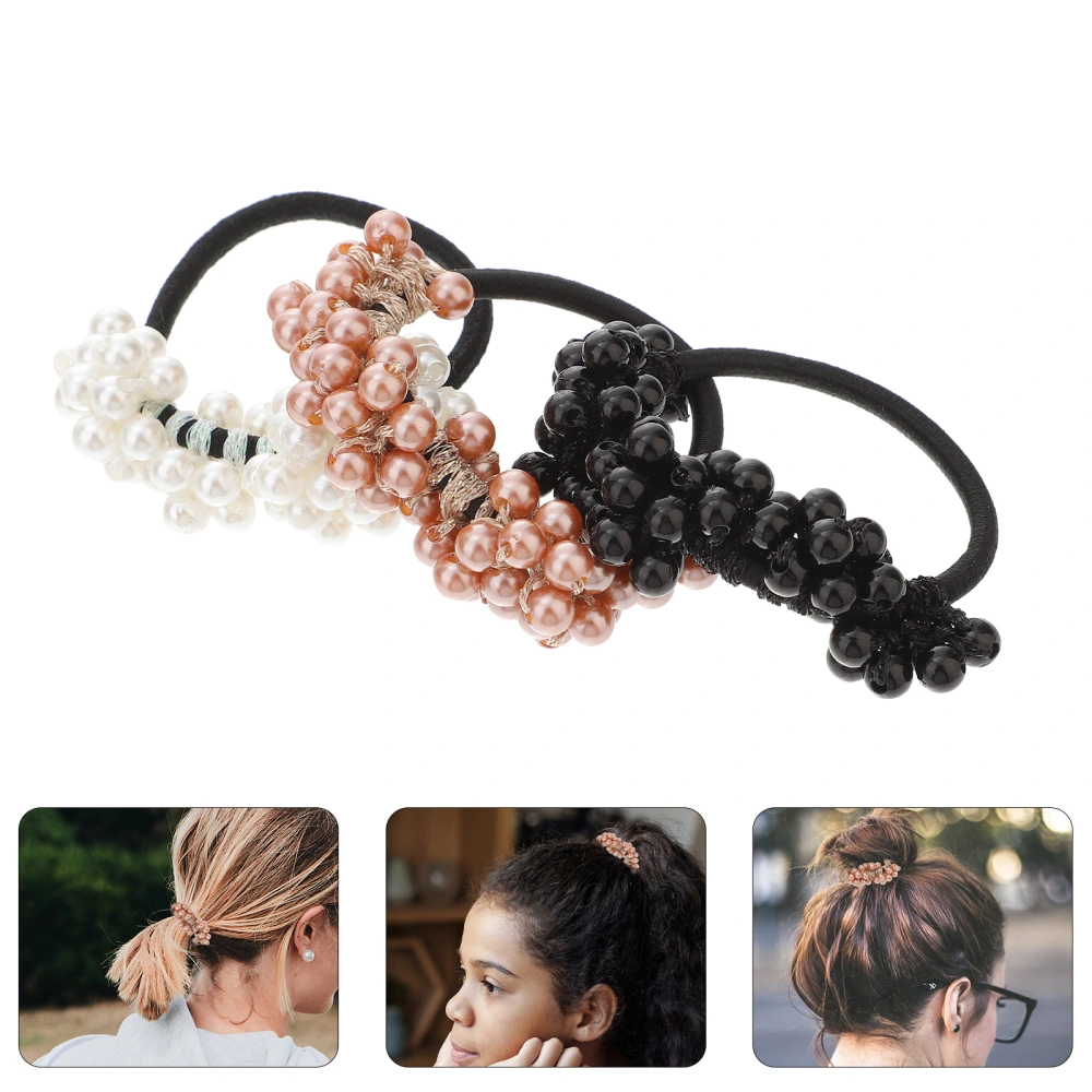 6pcs Beaded Pearl Hair Ties Ponytail Holders Hair Ropes Hair Accessories for Women