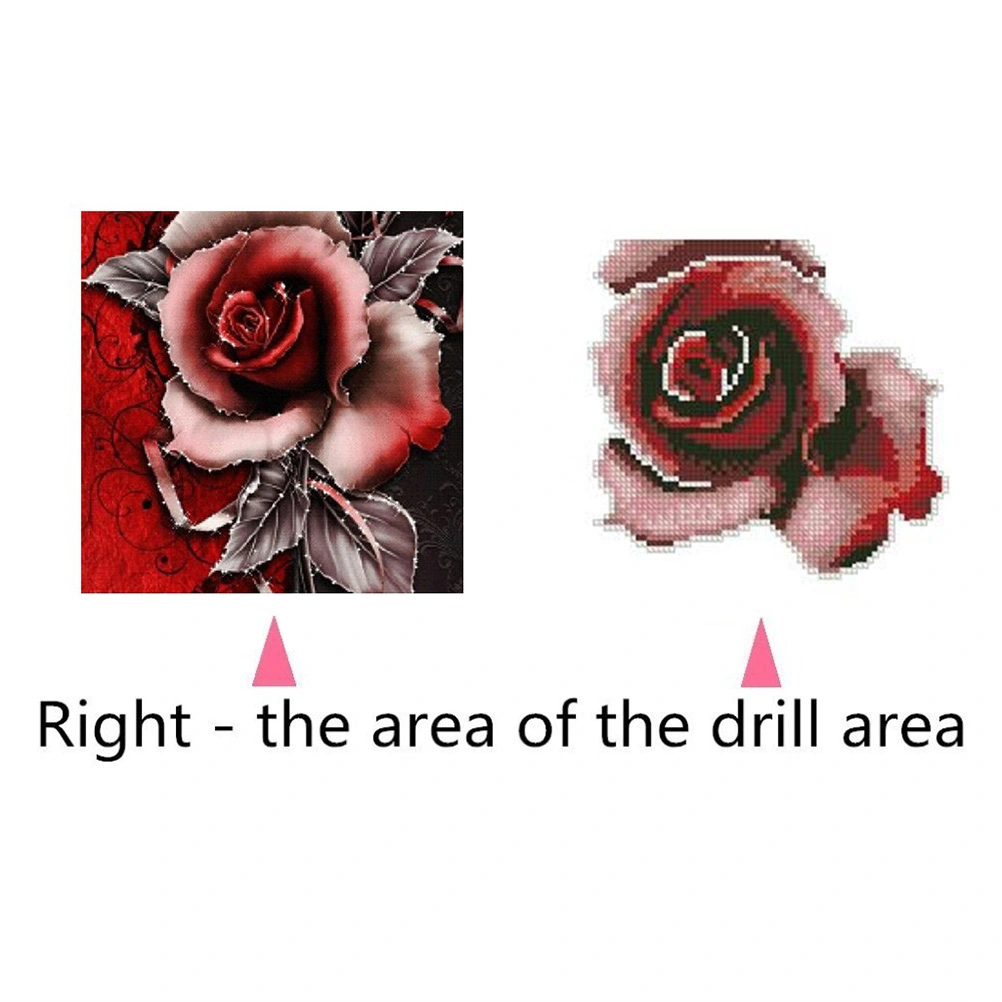 5D DIY Unframed Diamond Embroidery Painting Handmade Wall Decoration Cross Stitch Printing Craft Kits (Red Rose)