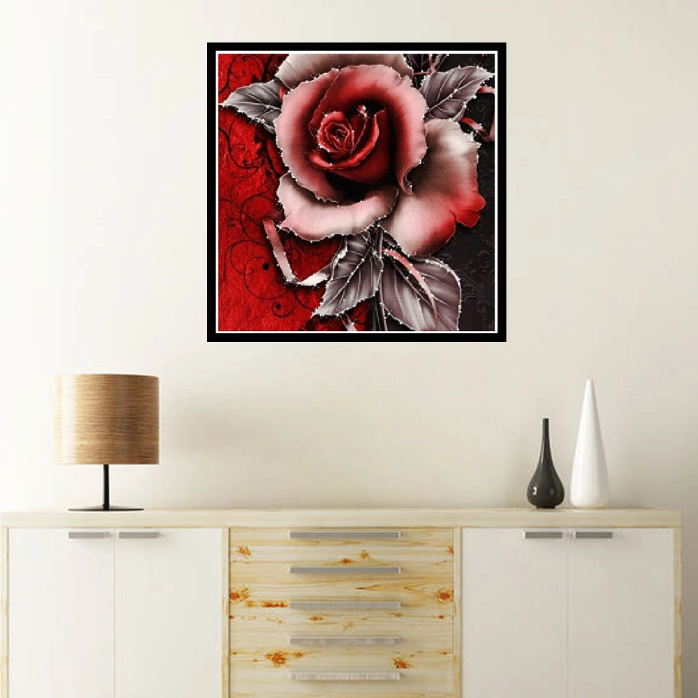 5D DIY Unframed Diamond Embroidery Painting Handmade Wall Decoration Cross Stitch Printing Craft Kits (Red Rose)