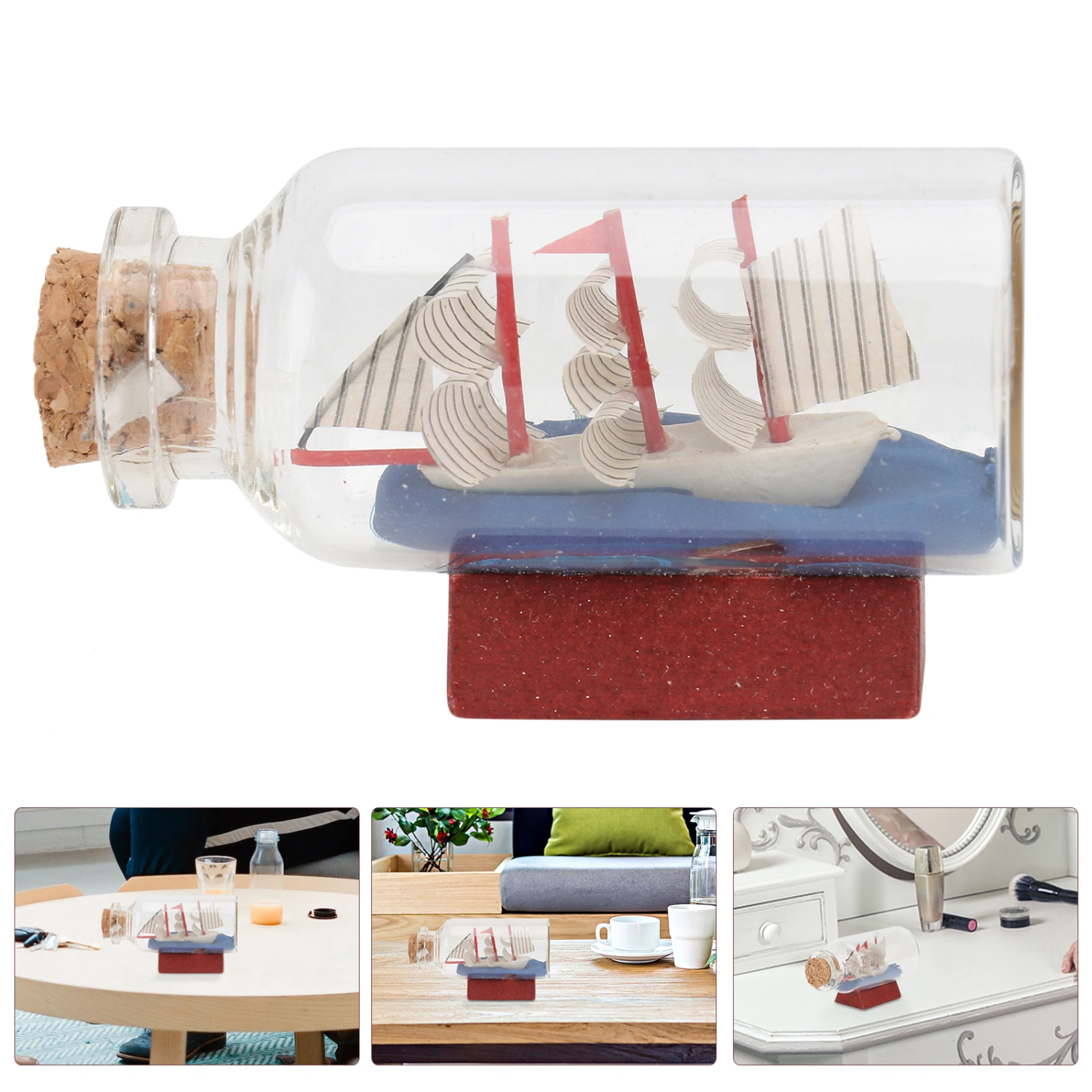 2pcs Glass Bottle Ornaments Drift Bottle Craft Decors Desktop Wish Bottle Decors