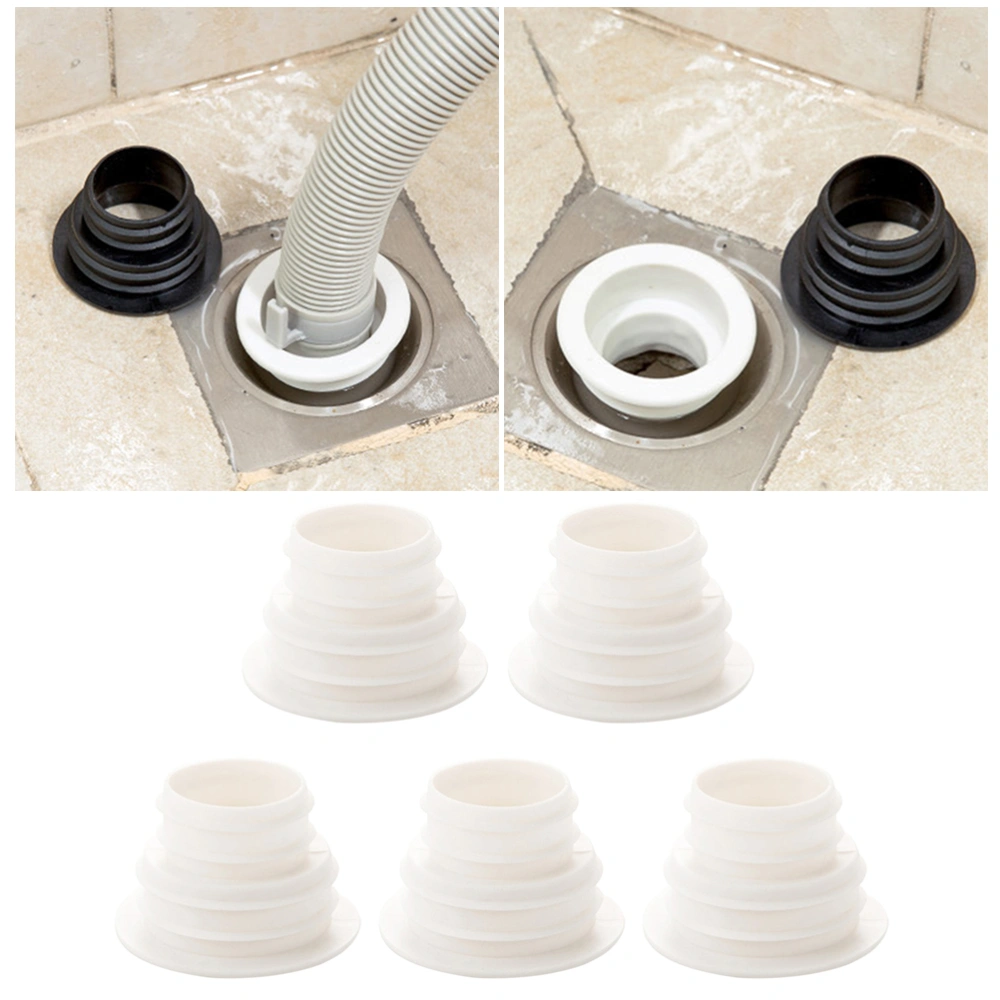 5pcs Sewer Pipe Seal Pool Floor Drain Sealing Plug Water Trap Silicone Kitchen Deodorant Sealing Plug Kitchen Pipe Sewer Seals Washing Machine Drain Pipe Connector(White)