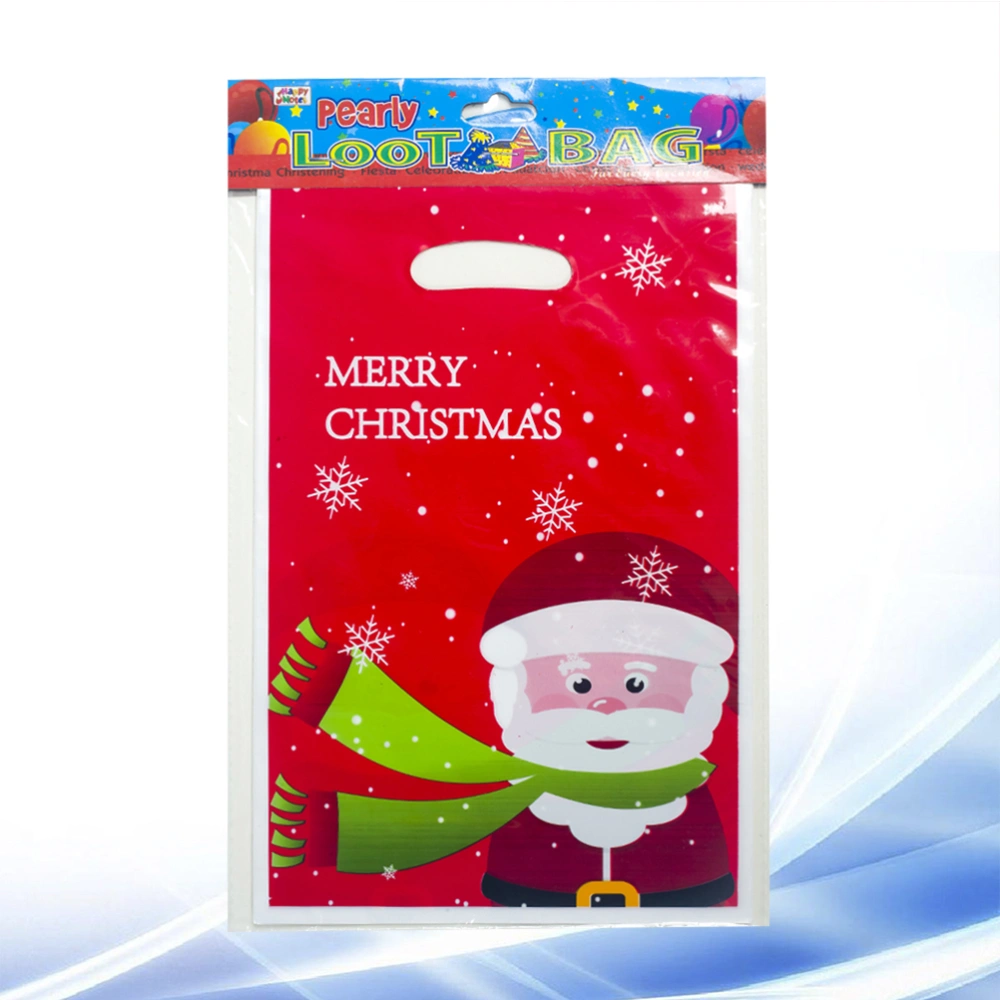 20pcs Santa Claus Pattern PVC Disposable Handbags Plastic Bags Gift Storage Bags for Candy Shopping Gift