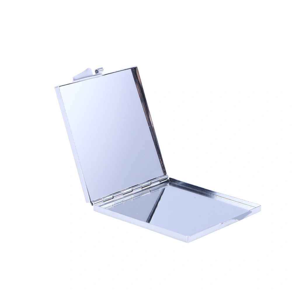 Small Portable Mirror Square Makeup Mirror with Metal Housing Folding Dual Mirror