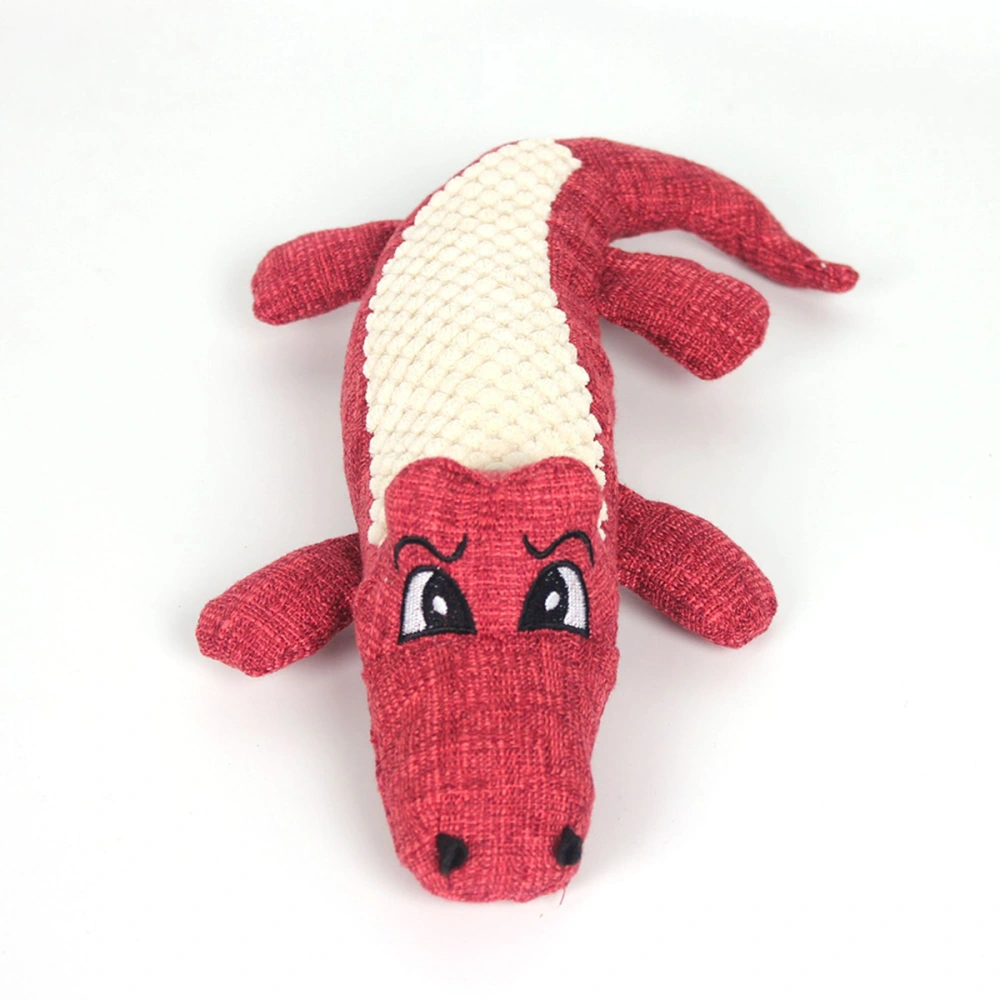 Pet Plush Crocodile Toy Creative Funny Sound Chew Toy Model Toy for Dog Pet Cat (Wine Red)