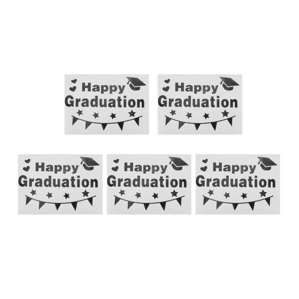 5pcs Black Graduation Balloon Stickers Self-adhesive Balloon Decals Decor DIY Letter Printing Decals Graduation Party Decoration