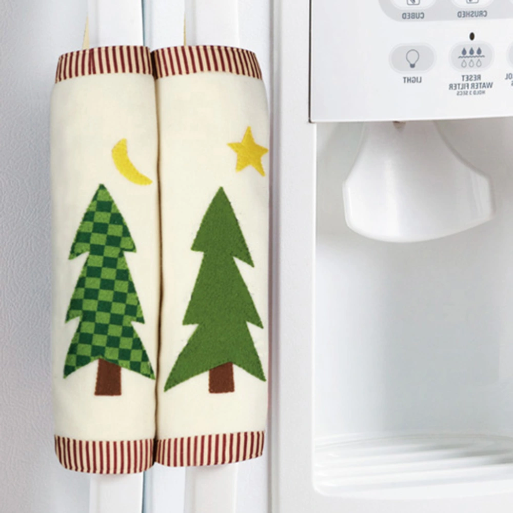 3Pcs Christmas Tree Black Bear Refrigerator Handle Covers Set Cartoon Fridge Door Covers Protective Kitchen Appliance Covers