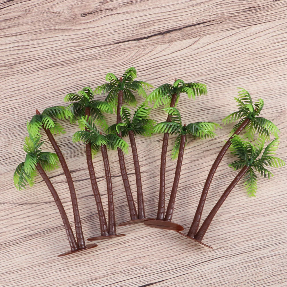 10 Pcs Simulation Plastic Palm Tree Model Cake Layout Props Topper Scenery Material Mini Coconut Tree Model (14CM Style)