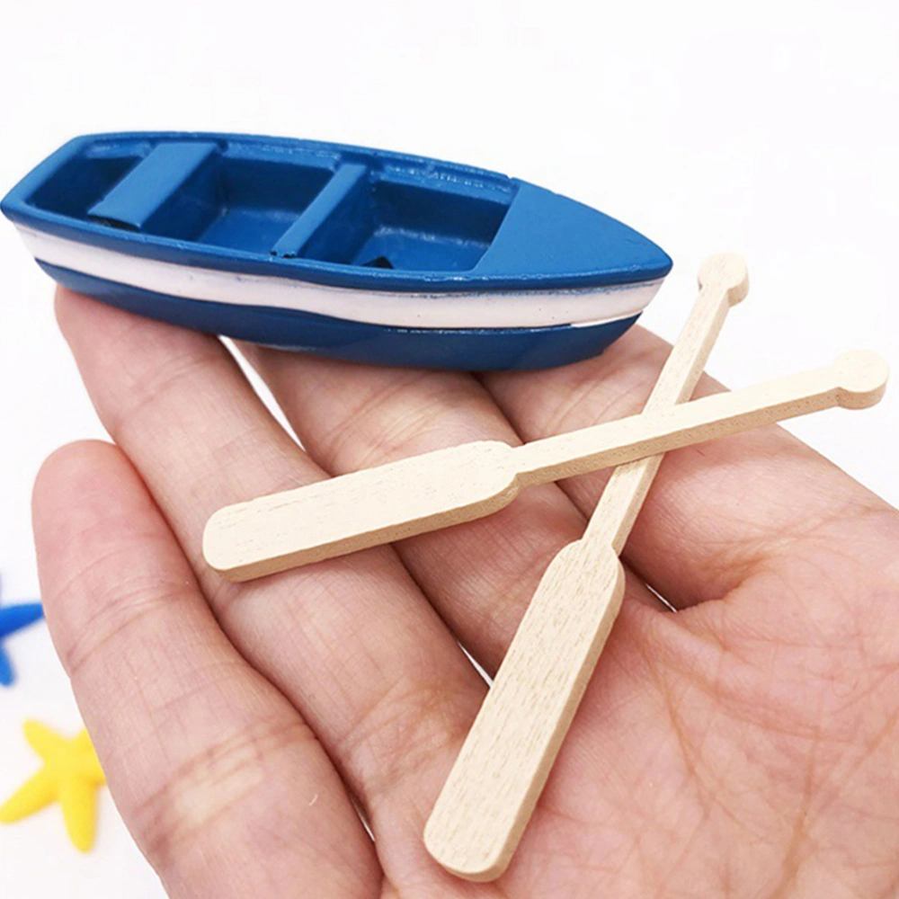 7 Set of Lovely Boat Model Mini Resin Boat Scene Creation Resin Boat with Paddles  Home Decoration