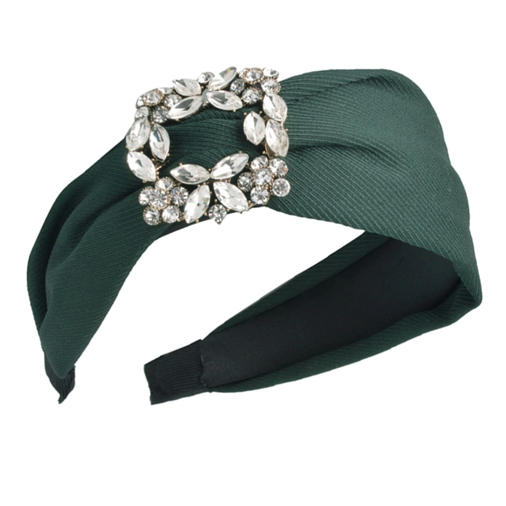 1pc Hair Wide Cloth Hair Clasp Rhinestone Hair for Ladies Women Girls (Green)