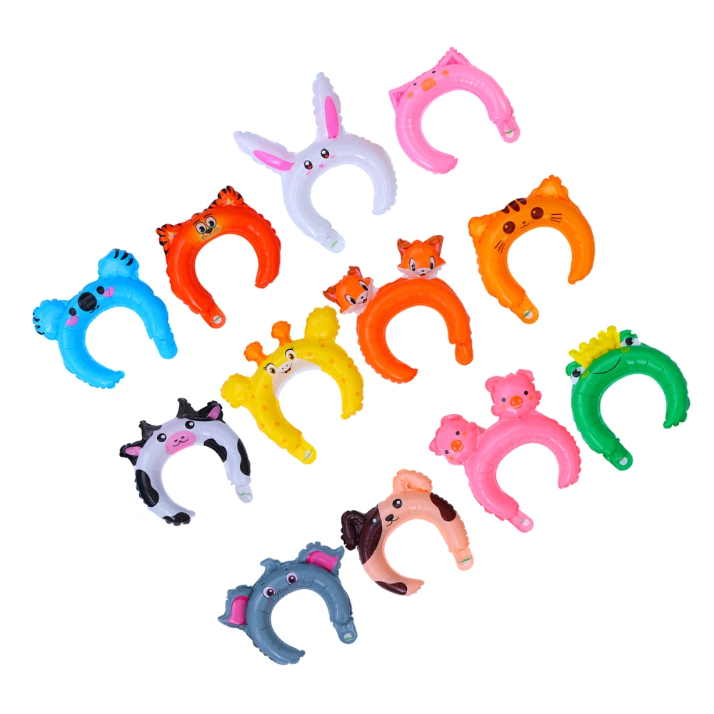 24pcs Cartoon Animal Design Aluminum Foil Balloons Creative Hair Hoops Shape Balloon Birthday Party Decor Kids Gift Photo Props Party Supplies