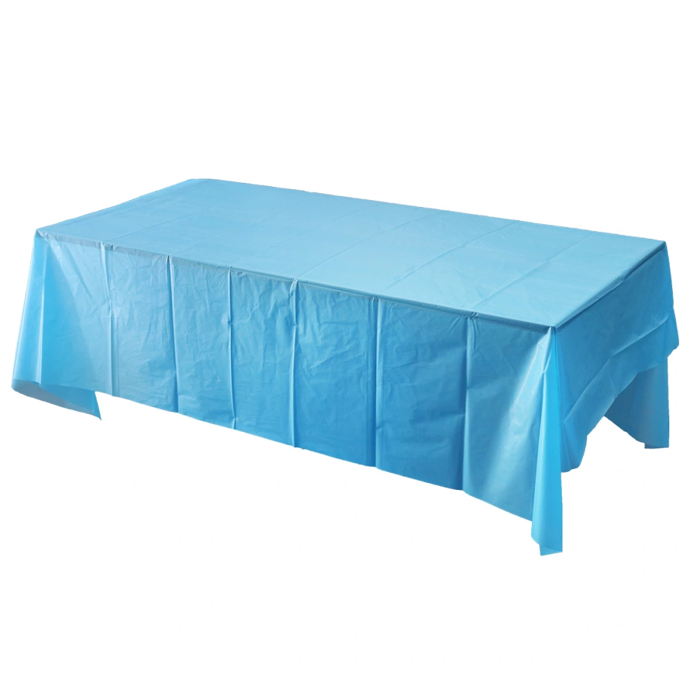 Eco-Friendly Tablecloth Pure Color Disposable Waterproof Plastic Protector Cover for Picnic Banquet Event Party 137x183cm (Blue)