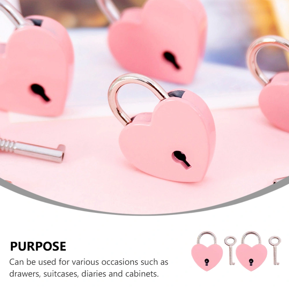 2pcs Love Heart Lock Suitcase Security Lock Cabinet Lock Mini Heart Padlock