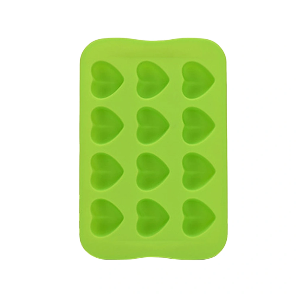 DIY 12 Cavities Ice Cube Tray Love Heart Shaped Ice Making Mold Chocolate Mould Kitchen Accessories (Green)