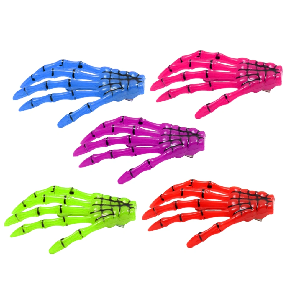 10pcs Halloween Skeleton Claw Clip Skull Hand Hair Clip Hairpin Skull Hand Bone Hairpin Hair Accessories Random Color