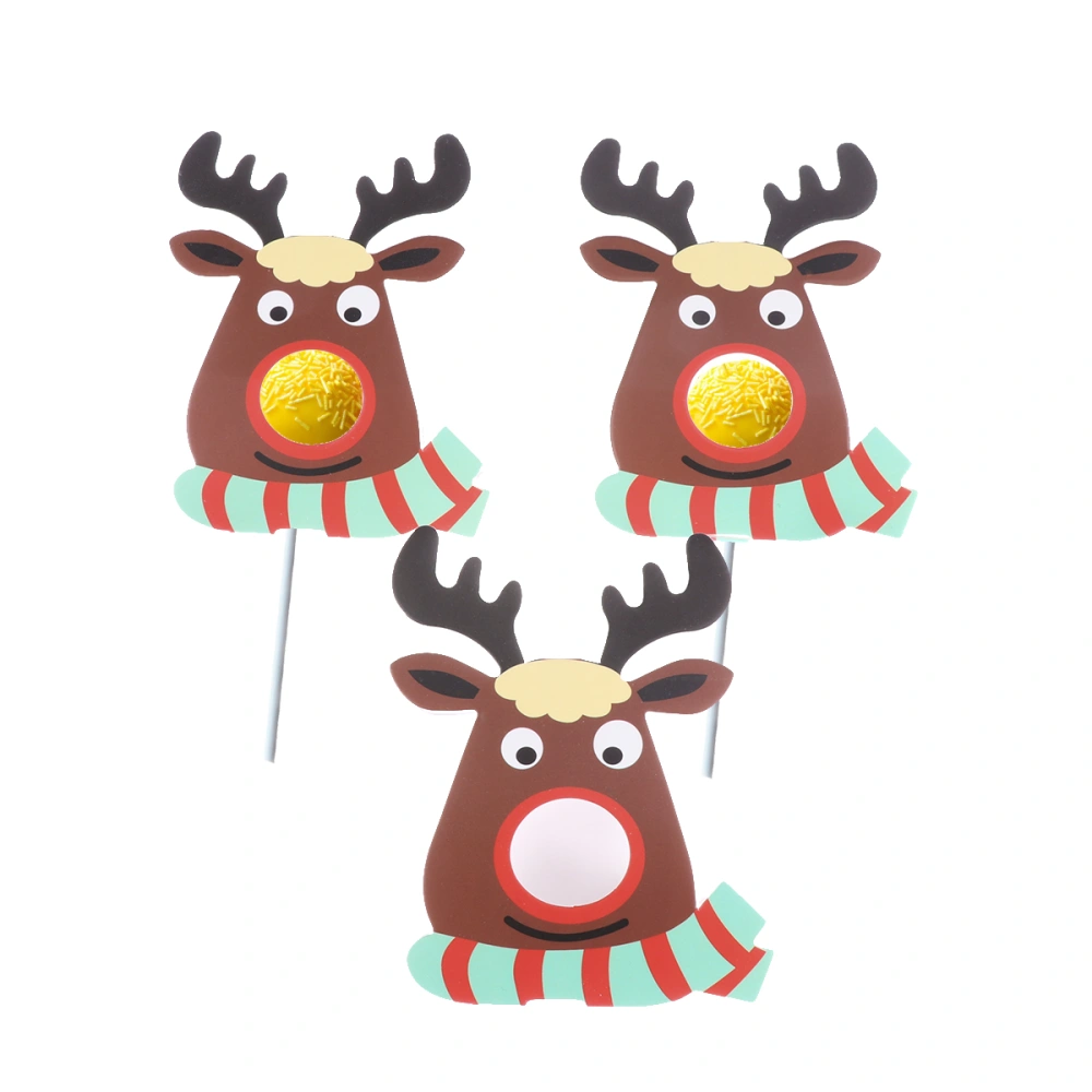 25pcs Christmas Elk Pattern Lollipop Paper Cards Party Packaging Decoration Cards Deer DIY Message Cards Green