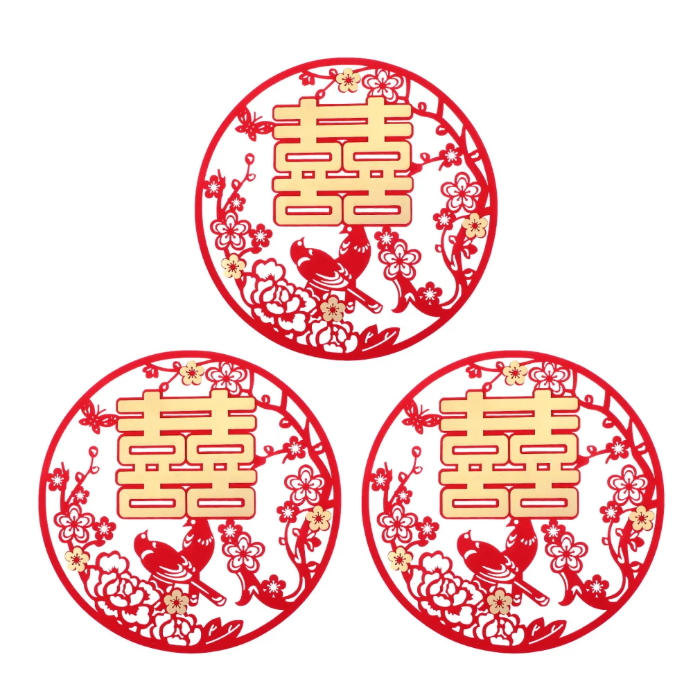 3pcs Chinese Traditional Wedding Stickers Wedding New House Layout Props