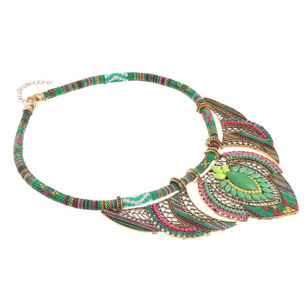 Fashion Handmade Alloy Ethnic Choker Necklace Bib Collares Multicolor Bohemia Statement Jewelry for Women Jewelry (Green, Random Pattern)