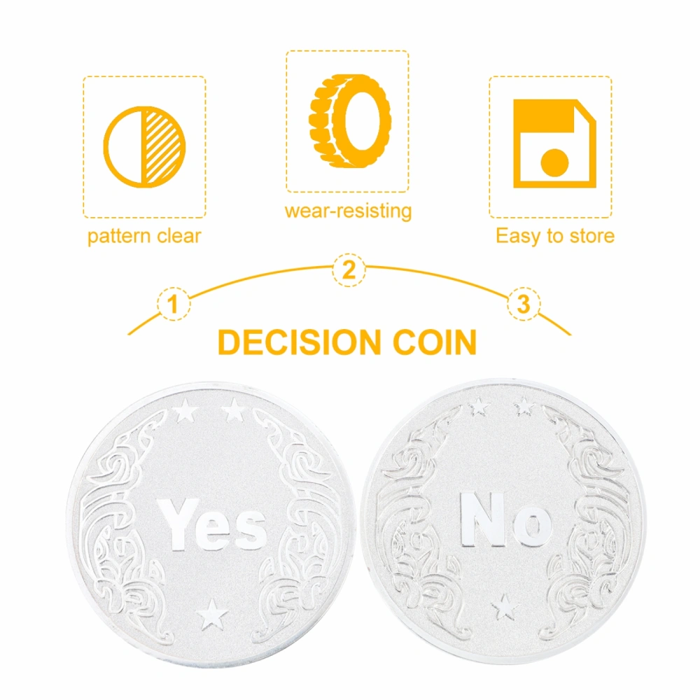 1 Bag of 2pcs Yes or No Flipping Coins Stainless Steel Chic Commemorative Coins