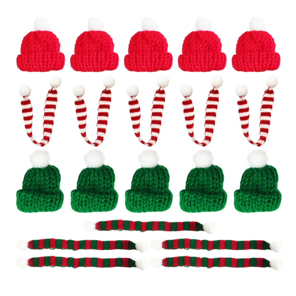 20Pcs Christmas Miniature Santa Hat Scarf Cup Bottles Decoration Christmas Party Supplies